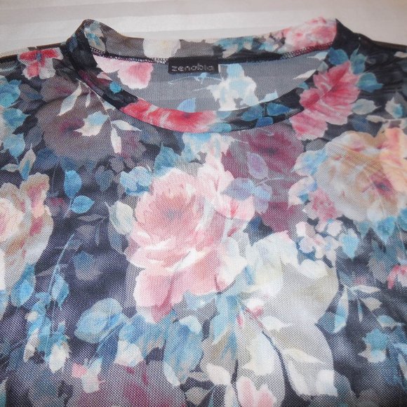 Bodysuit 2X NEW Plus Size Sheer Mesh onepiece top Short sleeve blouse shirt - Picture 5 of 6